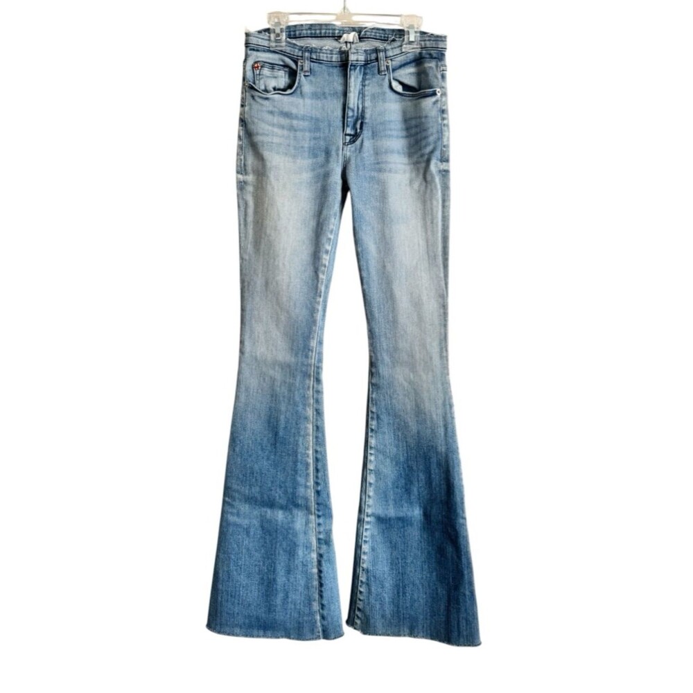 Hudson Jeans Light Blue Raw Hem Waist Flare Jeans